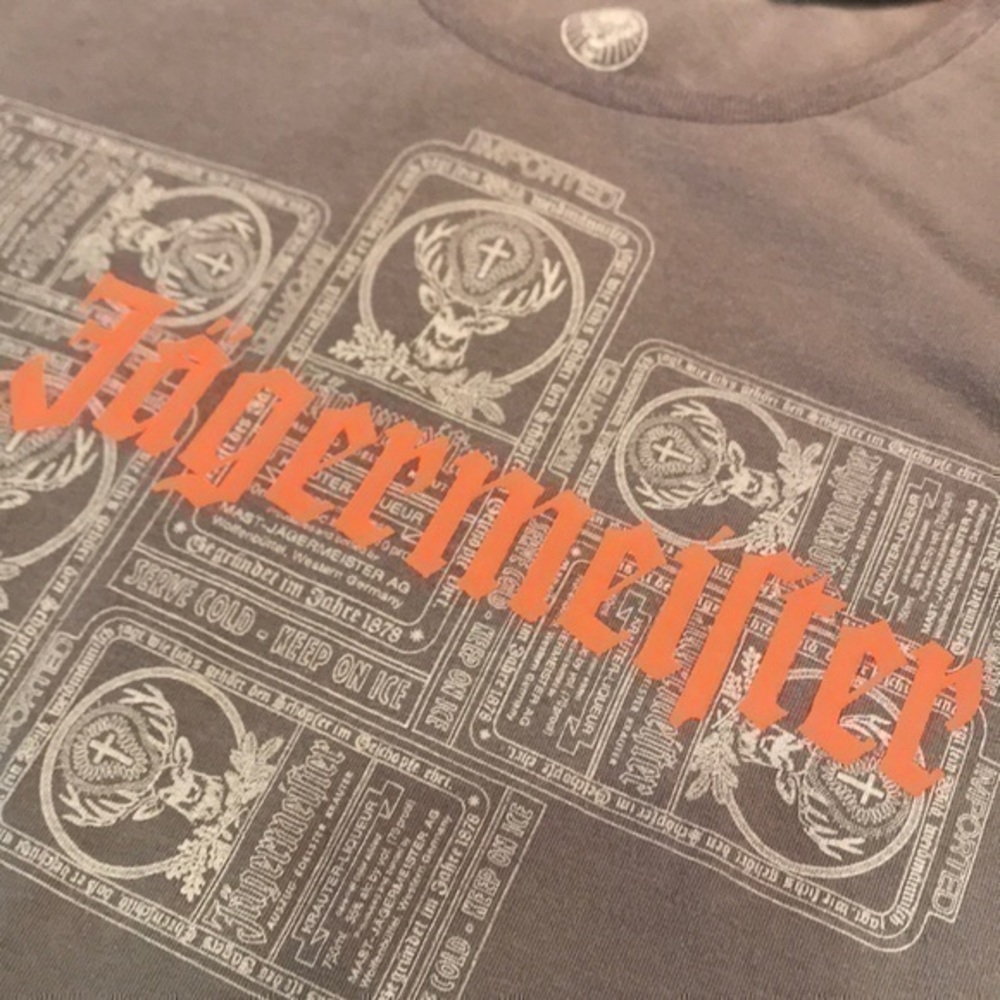 Jagermeister Gray Orange Tee Shirt top Streetwear